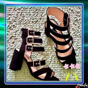 TopShop Buckle Black Suede Sandal